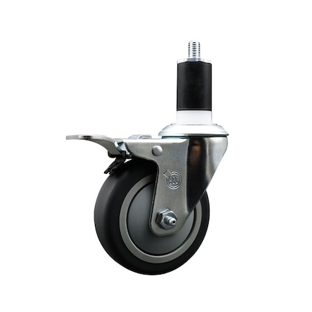 Service Caster 4'' Thermoplastic Rubber Swivel 1-1/2'' Expanding Stem Caster Total Lock Brake SCC-EXTTL20S414-TPRB-112